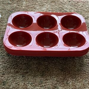 Six Trays Mini Red Silicone Muffin Pan